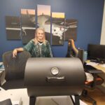 Community Flights Raffle Prize smoker with Helen